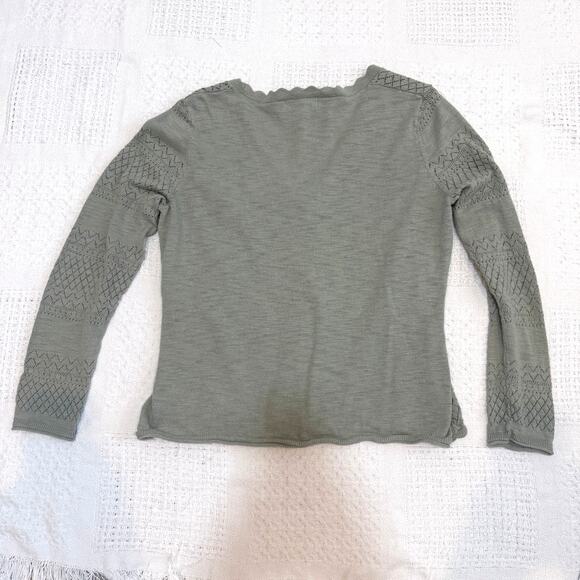 FRYE large button front cardigan sweater pointelle SP 3015 - Picture 6 of 9